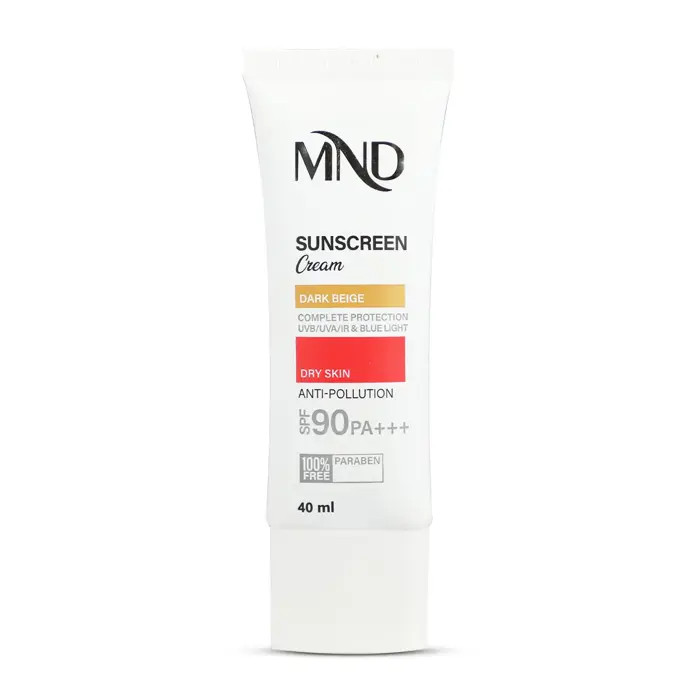کرم ضد آفتاب با فاکتور حفاظتی 90 (SPF 90) بژ تیره ام ان دی مناسب پوست خشک