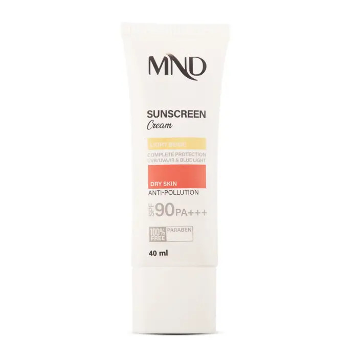 کرم ضد آفتاب با فاکتور حفاظتی 90 (SPF 90) بـژ روشن ام ان دی مناسب پوست خشک